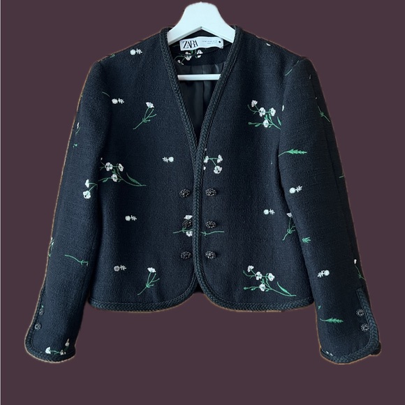 Cropped Embroidered Open Cardigan Jacket - Picture 1 of 4